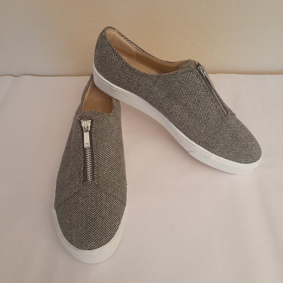 Lafayette 148 New York Herringbone Bade Zip Sneakers - Picture 1 of 9